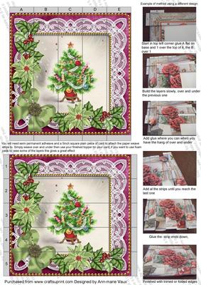 Elegant Green Tree Cerise 5inch 3D Paper Weaving Sheet