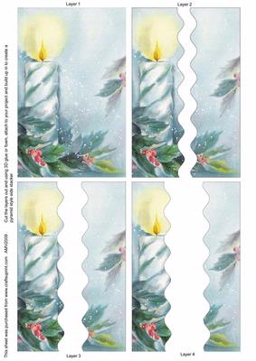 Blue Christmas Candles 4 Piece Wavy Side Stacker