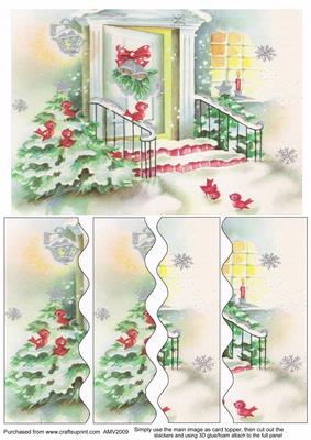 Christmas Front Door Birds Wavy Side Stacker