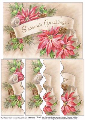 Christmas Poinsettia Greetings Wavy Side Stacker