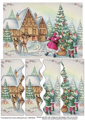 Christmas Santa and Reindeer Scene Wavy Side Stacker