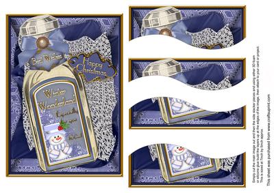 Blue Snowman Bottle 7x5in Swirvey Top and Bottom Stacker