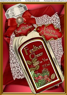 Festive Cheer Bottle Red A4 Picture Topper