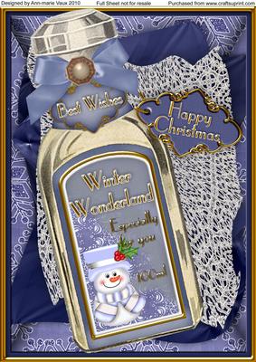 Blue Snowman Bottle A4 Picture Topper
