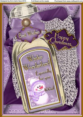 Lilac Snowman Bottle A4 Picture Topper