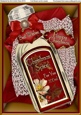 Christmas Spice Bottle Red A4 Picture Topper