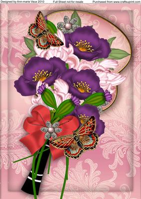 Lilac and Red Iris Fan A4 Picture Topper