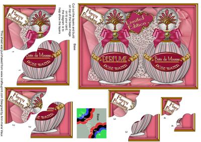 Rose Perfume Birthday Set 7x5 Scallop Duo Corner Stacker