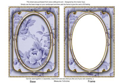 Blue Rose Wallpaper 7x5in Shaker Frame and Base
