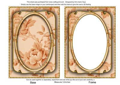 Burnt Orange Rose Wallpaper 7x5in Shaker Frame and Base