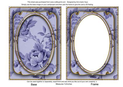 Dark Blue Rose Wallpaper 7x5in Shaker Frame and Base