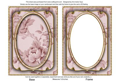 Dusky Pink Rose Wallpaper 7x5in Shaker Frame and Base
