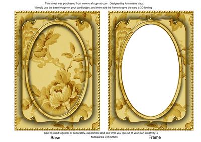 Gold Rose Wallpaper 7x5in Shaker Frame and Base