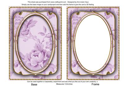 Lilac Rose Wallpaper 7x5in Shaker Frame and Base