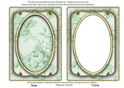 Mint Green Rose Wallpaper 7x5in Shaker Frame and Base