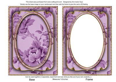 Purple Rose Wallpaper 7x5in Shaker Frame and Base