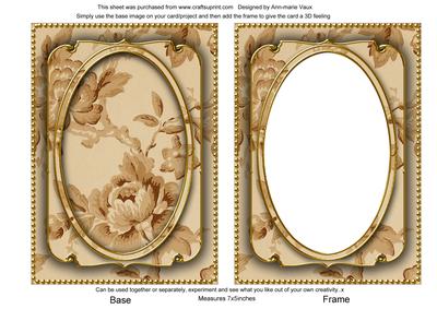 Vintage Tea Rose Wallpaper 7x5in Shaker Frame and Base