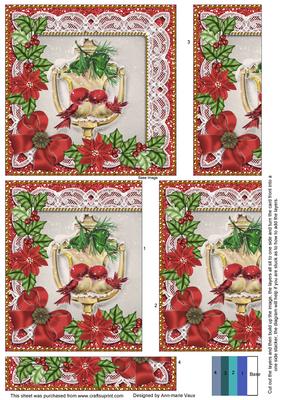 Lovebirds Red Poinsettia 5in One Side Stacker