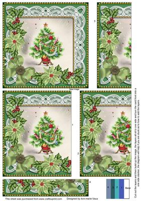 Elegant Tree Green Poinsettia 5in One Side Stacker