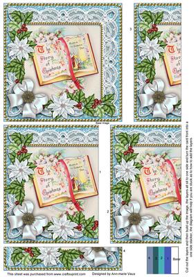 Glory Book Blue Poinsettia 5in One Side Stacker