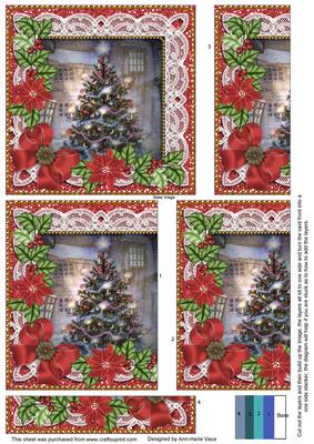 Christmas Tree Red Poinsettia 5in One Side Stacker