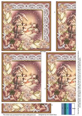 Snowy Village Poinsettia 5in One Side Stacker