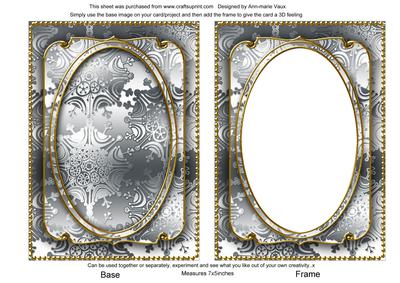 Silver Grey Metallic Snowflake 7x5in Shaker Frame and Base