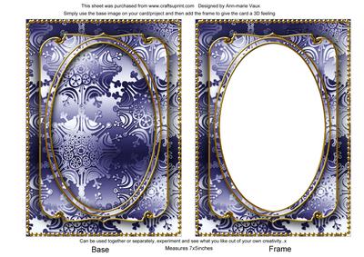 Dark Blue Metallic Snowflake 7x5 Shaker Frame and Base