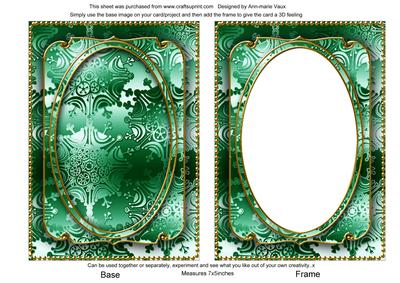 Dark Green Metallic Snowflake 7x5 Shaker Frame and Base