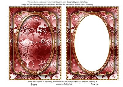 Dark Red Metallic Snowflake 7x5 Shaker Frame and Base