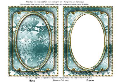 Dusky Teal Metallic Snowflake 7x5 Shaker Frame and Base