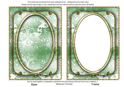 Mint Green Metallic Snowflake 7x5 Shaker Frame and Base