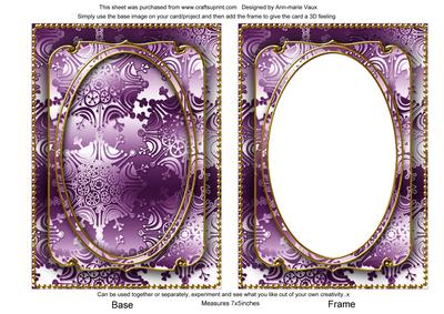Purple Metallic Snowflake 7x5 Shaker Frame and Base