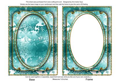 Teal Metallic Snowflake 7x5 Shaker Frame and Base