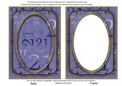 Blue 21st Birthday 7x5in Ornate Shaker Frame and Base
