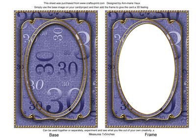 Blue 30th Birthday 7x5in Ornate Shaker Frame and Base