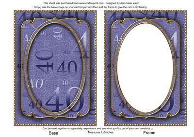 Blue 40th Birthday 7x5in Ornate Shaker Frame and Base