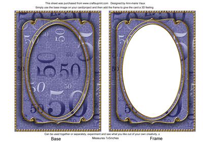 Blue 50th Birthday 7x5in Ornate Shaker Frame and Base