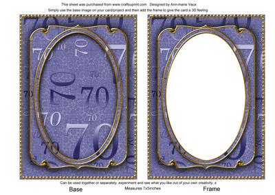 Blue 70th Birthday 7x5in Ornate Shaker Frame and Base