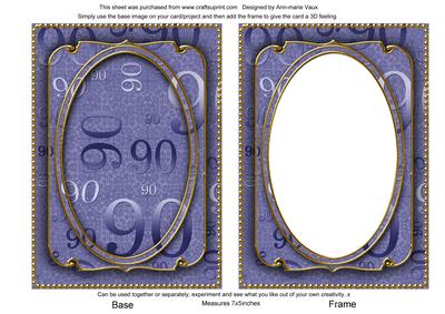 Blue 90th Birthday 7x5in Ornate Shaker Frame and Base