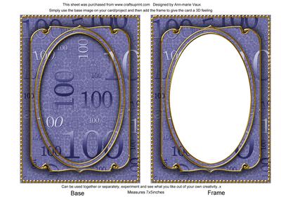 Blue 100th Birthday 7x5in Ornate Shaker Frame and Base