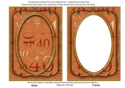 Burnt Orange 40th Birthday 7x5in Shaker Frame and Base