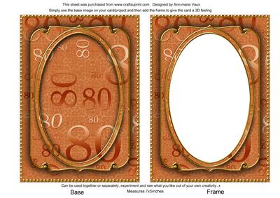 Burnt Orange 80th Birthday 7x5in Shaker Frame and Base