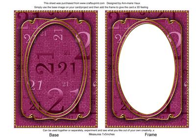 Cerise 21st Birthday 7x5in Ornate Shaker Frame and Base