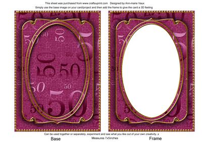Cerise 50th Birthday 7x5in Ornate Shaker Frame and Base