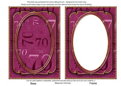 Cerise 70th Birthday 7x5in Ornate Shaker Frame and Base