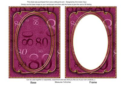 Cerise 80th Birthday 7x5in Ornate Shaker Frame and Base