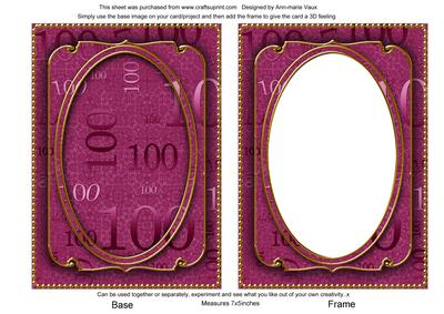 Cerise 100th Birthday 7x5in Ornate Shaker Frame and Base