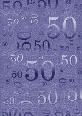 Blue Metallic 50th Birthday A4 Backing Paper