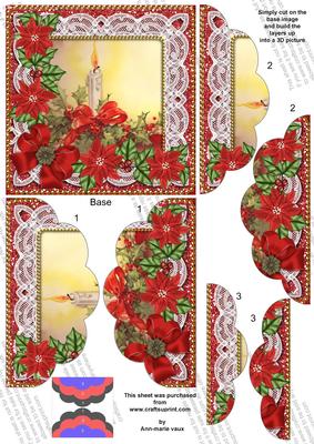 Red Candle Poinsettia 5in Scallop Top Bottom Stacker